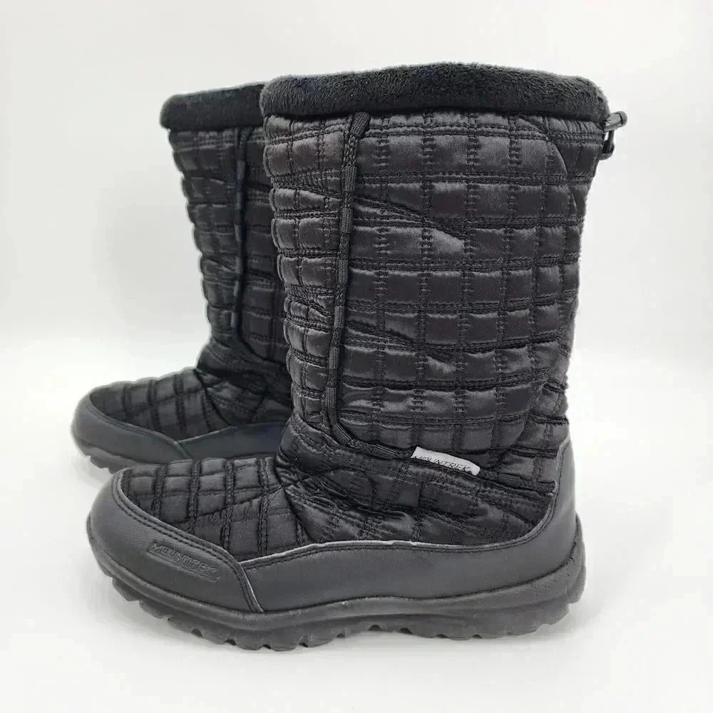 Mountrek Lisa Quilted Insulated Nylon Woman's‎ Snow Boots Black Size 7.5